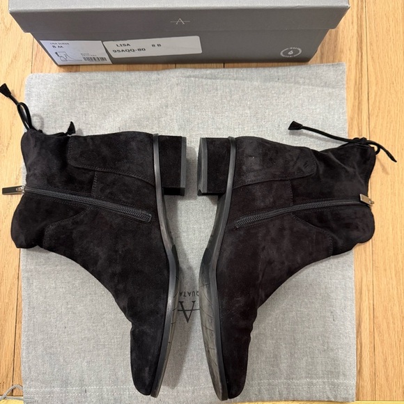 Aquatalia Lisa Leather Suede Boots Weatherproof Ankle Slouch Boots Black Size 8 - Picture 2 of 7